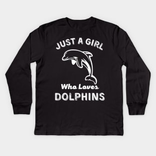 Juste une fille qui aime les dauphins Sticker Kids Long Sleeve T-Shirt